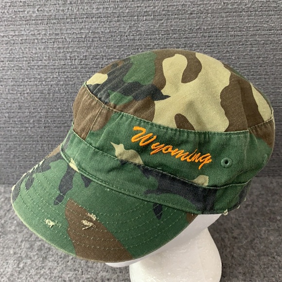 Wyoming Distressed Cadet Hat Unisex OSFM Camouflage Adjustable Strapback by HG - Picture 3 of 13
